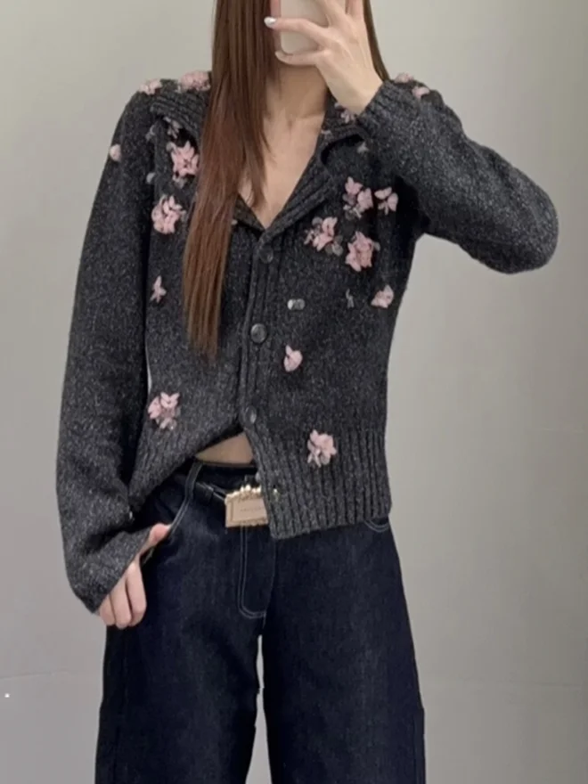 High-End Autumn Winter Glitter Knitted Slim Fit V-Neck Casual Outerwear Open Cardigan Top for Women Sparkling Shiny Outerwear