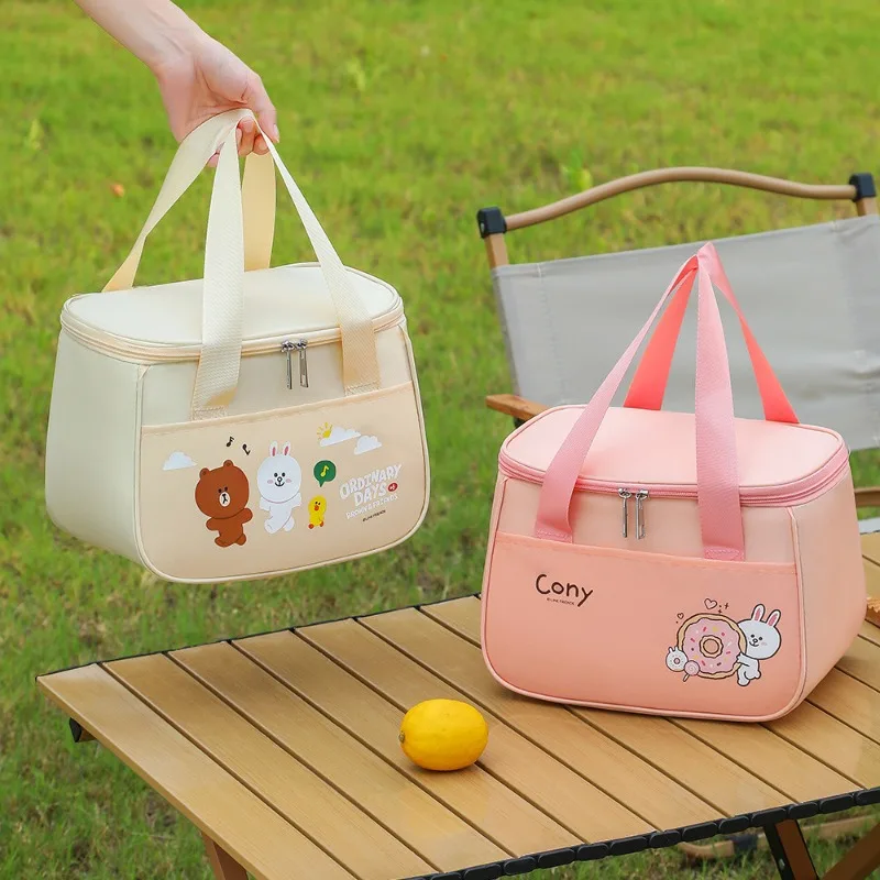 

Изолированная сумка для обеда с мультяшным принтом из алюминиевой фольги, портативная школьная сумка большой емкости