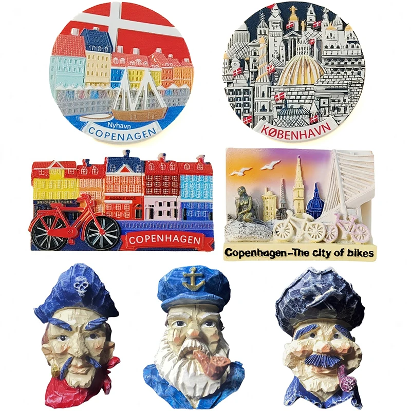 

Дания Копенгаген, магниты на холодильник, доска объявлений, декоративная Европа, сувенир для путешествий, 3D пиратская наклейка на холодильник, домашний декор, подарок