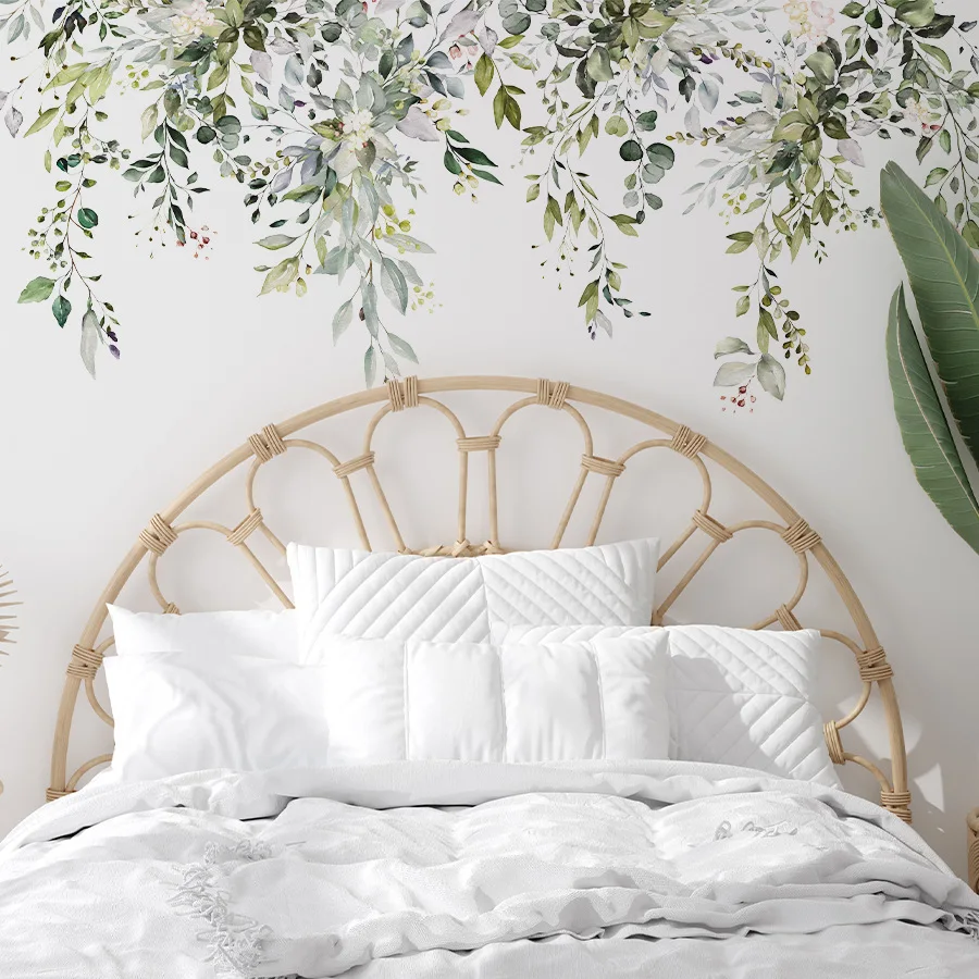 Green Plants Vines Flowers Butterflies Wall Stickers Children's Rooms Children's Wall Stickers Girls Room Decorations