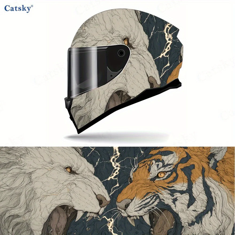 

Epic Beast Battle Art Helmet PVC Protective Sticker, Motorcycle Helmet Exterior Decorative Accessory, Waterproof & Self-adhesive