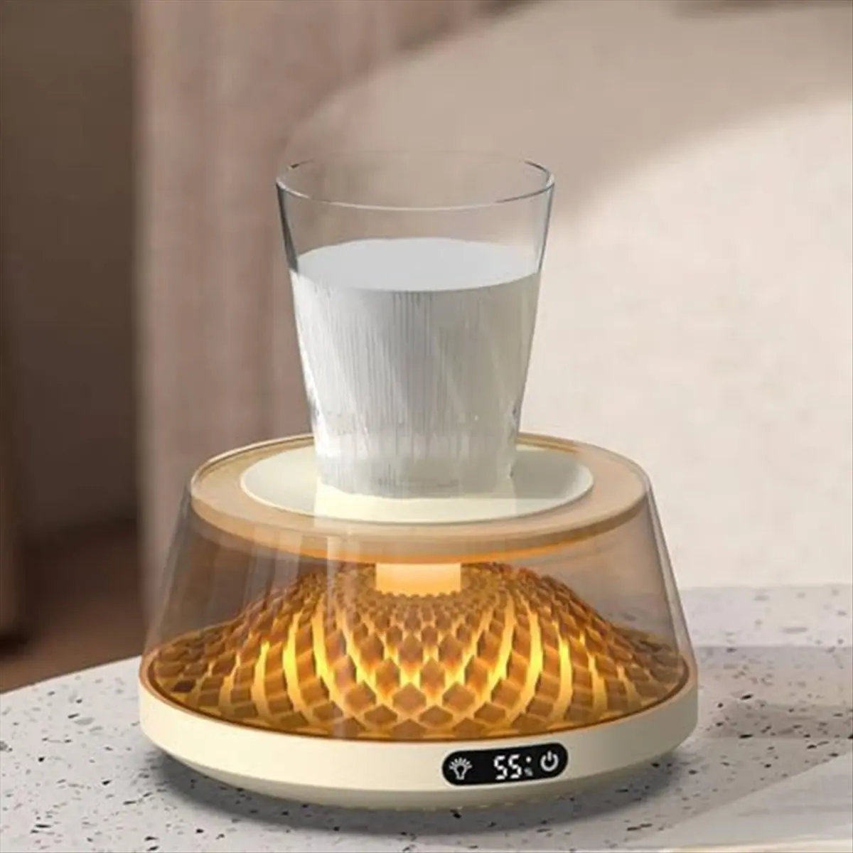 2026 Trend Coffee Cup Heater, Desk Coffee Heater, Electric Heater with Ambient Light, Beverage Milk Tea Heating Tray Black