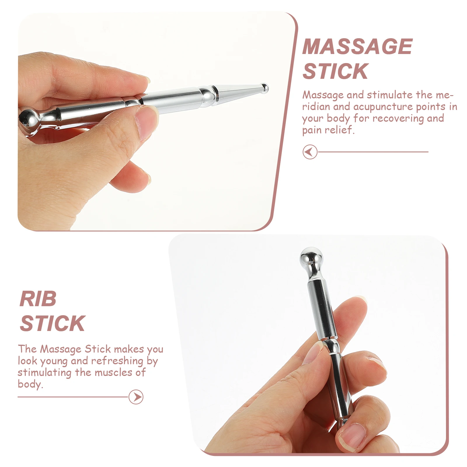 

Massager Pen Face Stick Skin Acupotheracane Int Deep Brass Acupoint Care Silver