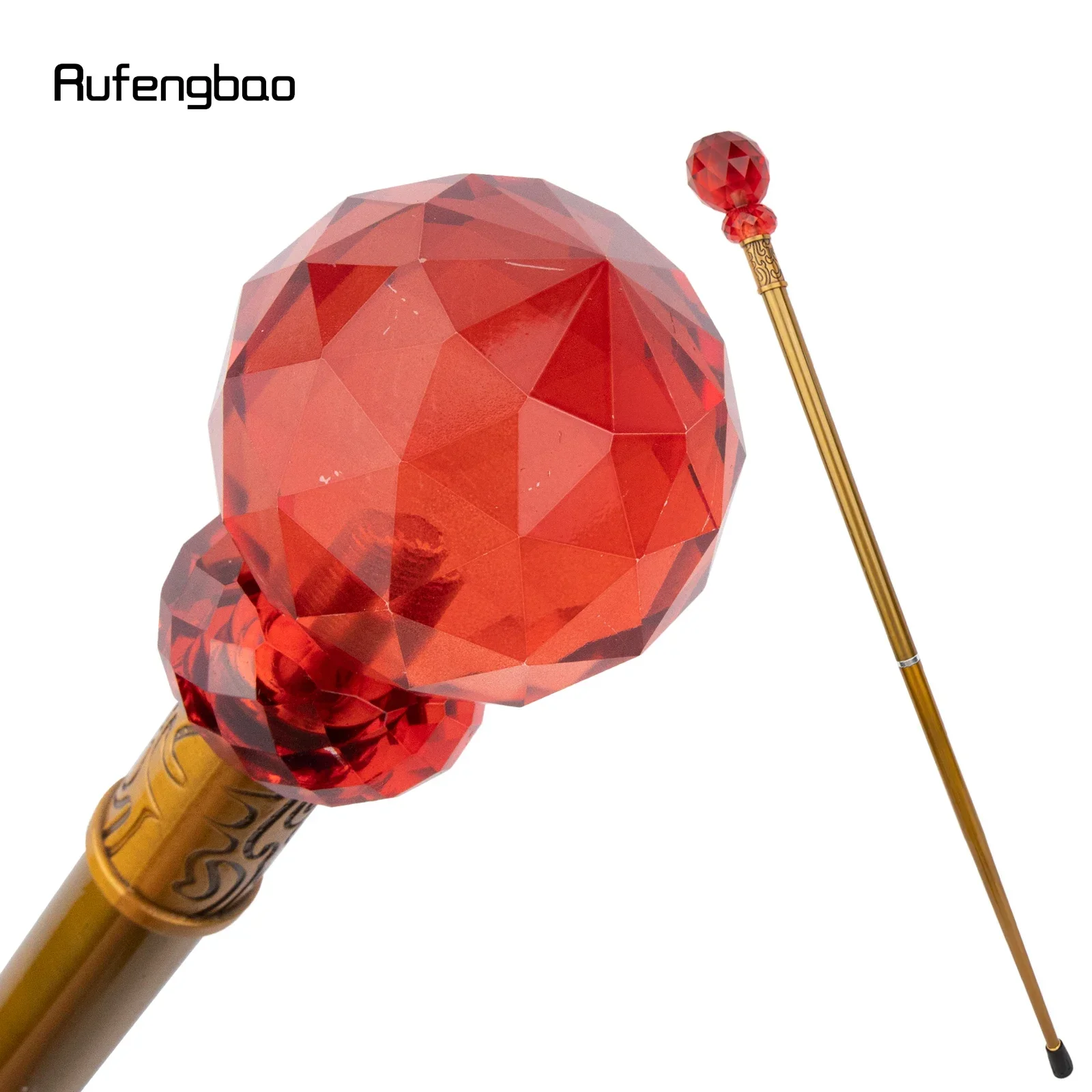 Red Glass Ball Walking Cane Fashion Decorative Luxury Stick Decorative Cane Elegant Fashion  Performance stage Cane  92cm