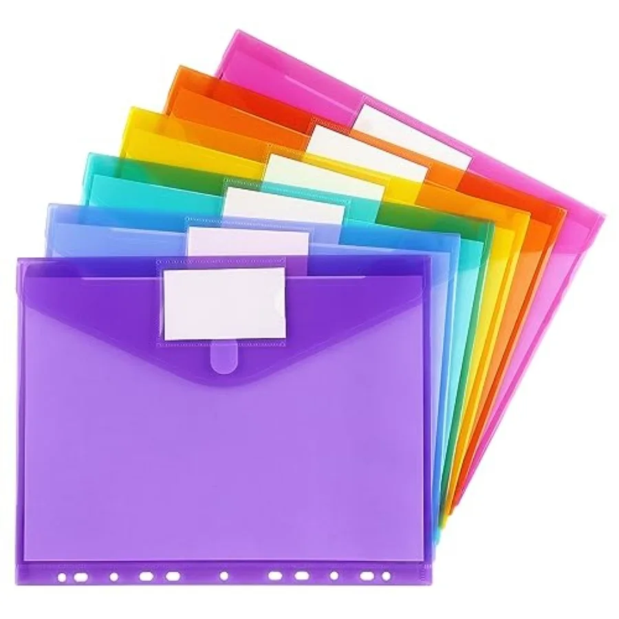 

Binder Pocket Folders, Binder Folders with Pockets for School Supplies, Letter Size, 11 Holes, Colorful