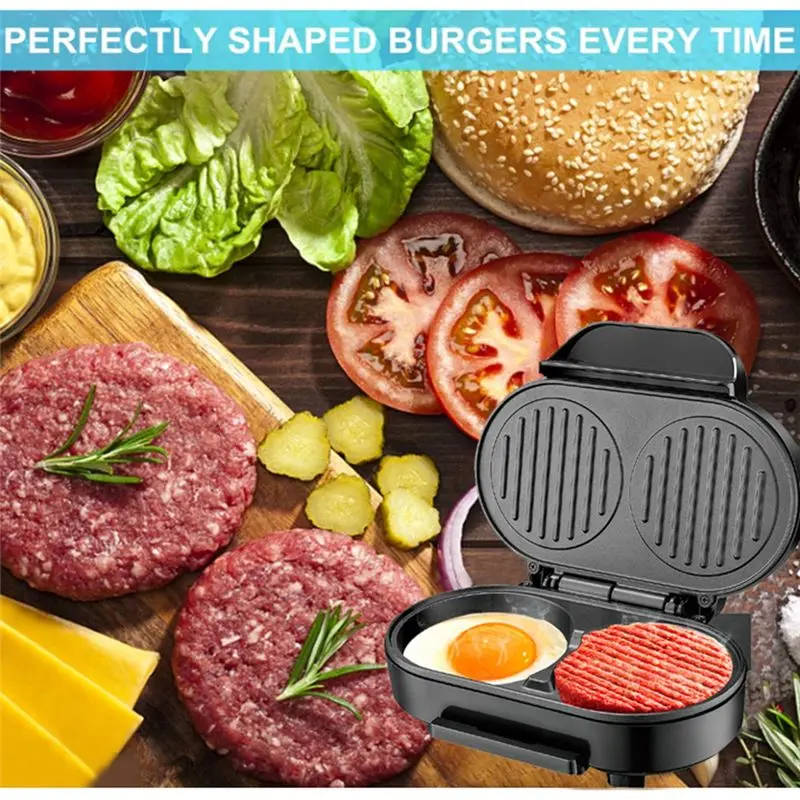 [B25B!】 Hamburger Maker  Multifunction Double Round Burger Press Patty Maker   For Egg Stuffed Burgers Beef Burger  US Plug