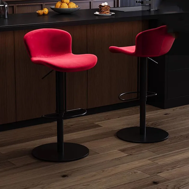 Kursi Bar Mewah Warna Pink Gaya Nordik Dengan Sandaran Meja Resepsionis Estetis Kursi Bar Putar Dapat Disesuaikan Banqueta Furnitur Trendi