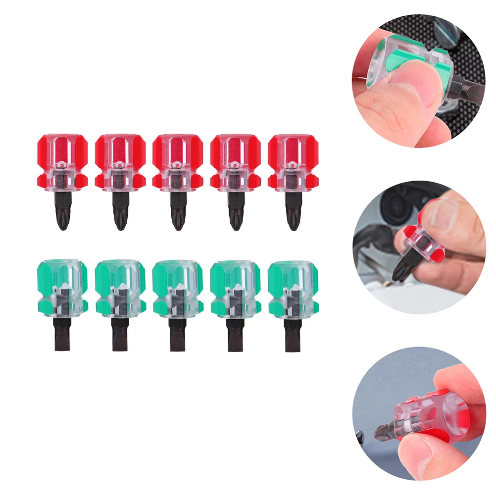 

12Pcs Mini Screwdriver Set Chrome Vanadium Alloy Steel Ultra Short Handle Slotted Repairing Hand Tool for Machine