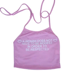 Women Letter Spaghetti Strap Tank Tops 2023 Female Halter Crop Top Sexy Camis Camisoles Ladies Pink Short Tight Sleeveless Shirt