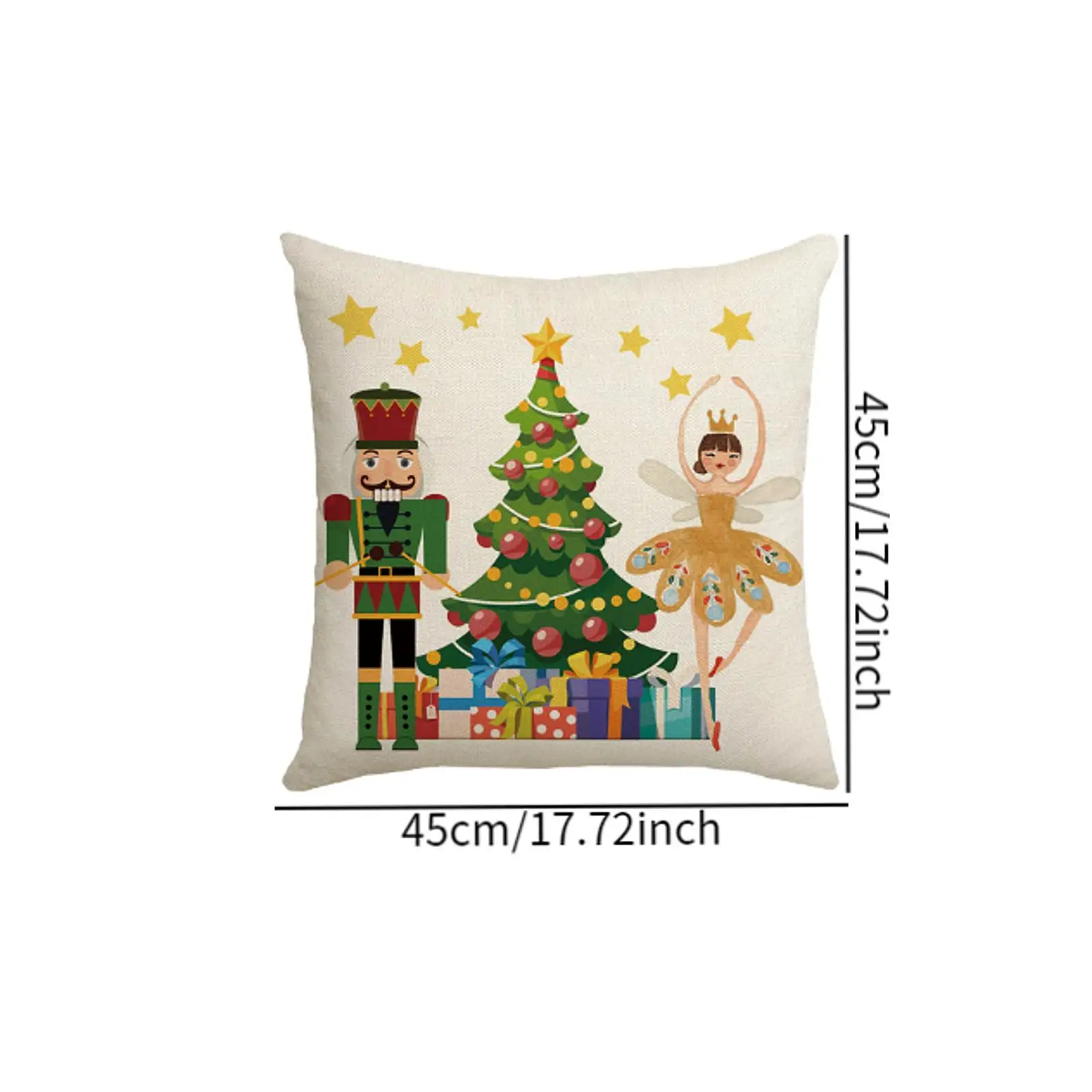 Christmas Pillow Case Modern Nutcracker Design 45 cm x 45 cm Xmas Series Cushion Cover for Winter Bedroom Sofa Couch Living Room