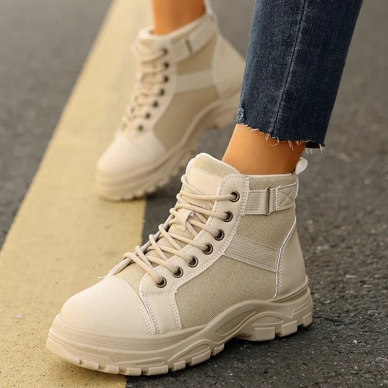 High Top Women Boots Fashion Thick Sole Men Motorcycle Boots Non-slip Breathable Casual Sneaker 2026 New Women Ankle Boots 36-45