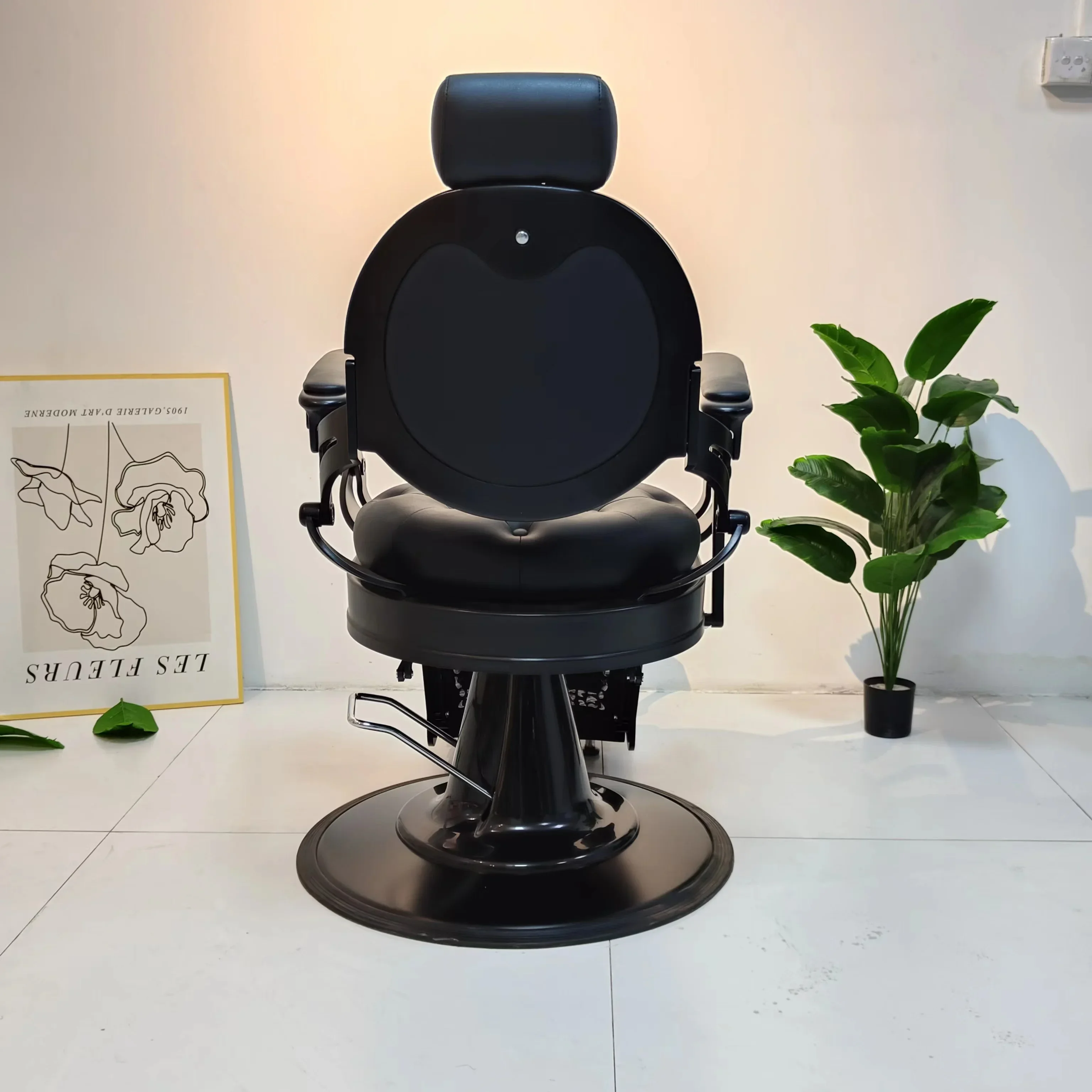 Wholesale Prsofesional Men All Black Barber Chair Frame Takara Belmont Salon Hairdressing Barber Chairs - Image 4