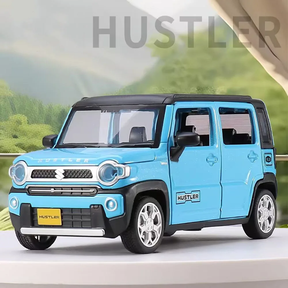 1:22 Suzuki Hustler Metal Miniature Models Cars Diecast Toy Wheel Pull Back Vehicle Rubber Tires Car Toys Boys Festival Presents