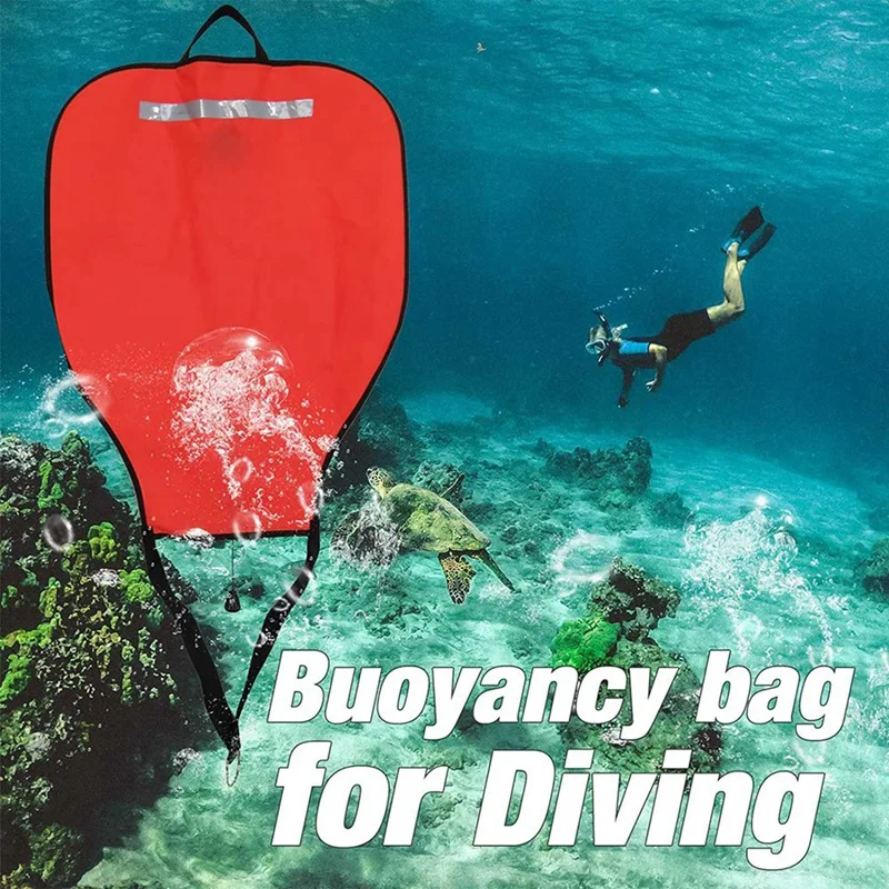 2X Scuba Diving Nylon Lift Bag,High Visibility Buoyancy Bag With Open Bottom,Salvage Bag Float Buoy(Red)