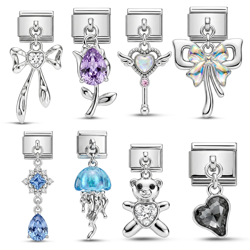 italian charm links DIY jewelry Bow 9mm bracelet bangle jellyfish charm heart women fashion jewelry