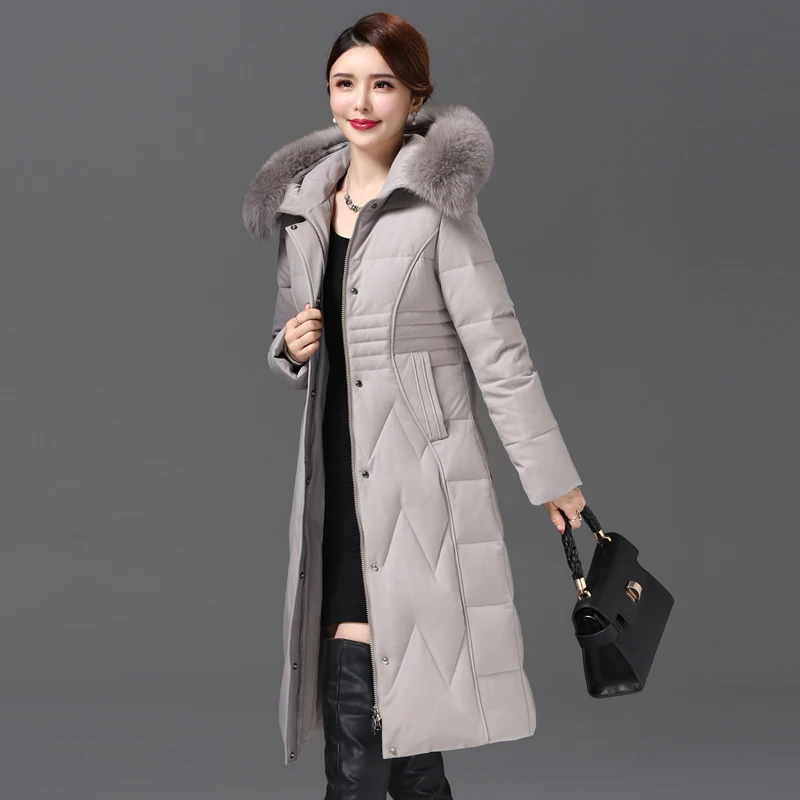 Shengyu Boya Middle-Aged and Elderly Slim-Fit Over-The-Knee Long down Jacket for Women, New Thickened Coat with Detachable Hood
