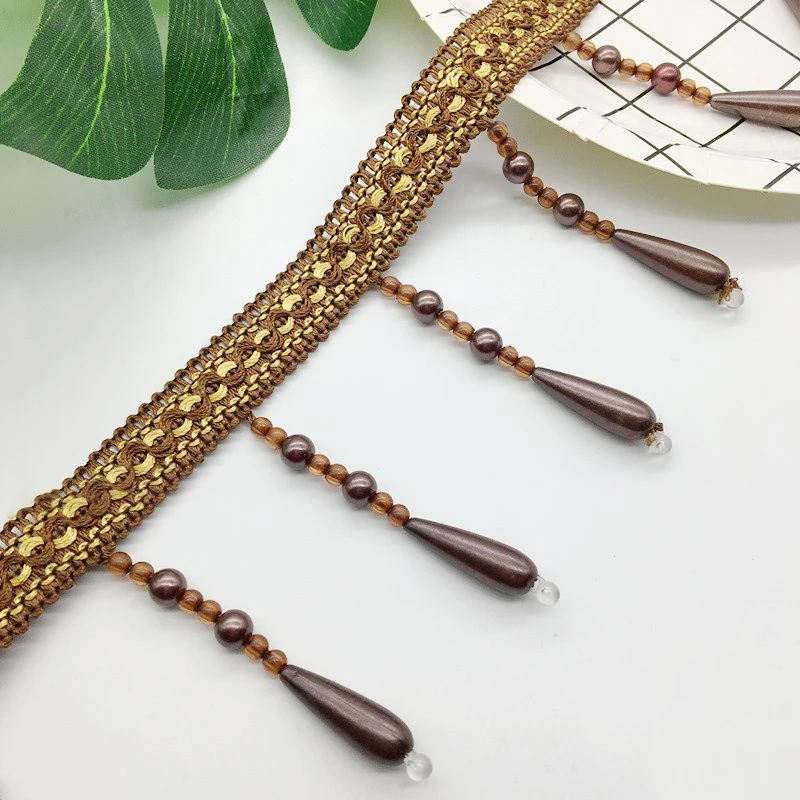

12M Curtain Beads Lace Tassel DIY Curtain Mantle Head Decor Accessories Imitation Pearl Beaded Fringe Lace Trim Upholstery