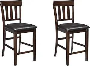 Signature Design by Ashley Haddigan 24" Counter Height Upholstered Barstool 2 Count, Dark Brown