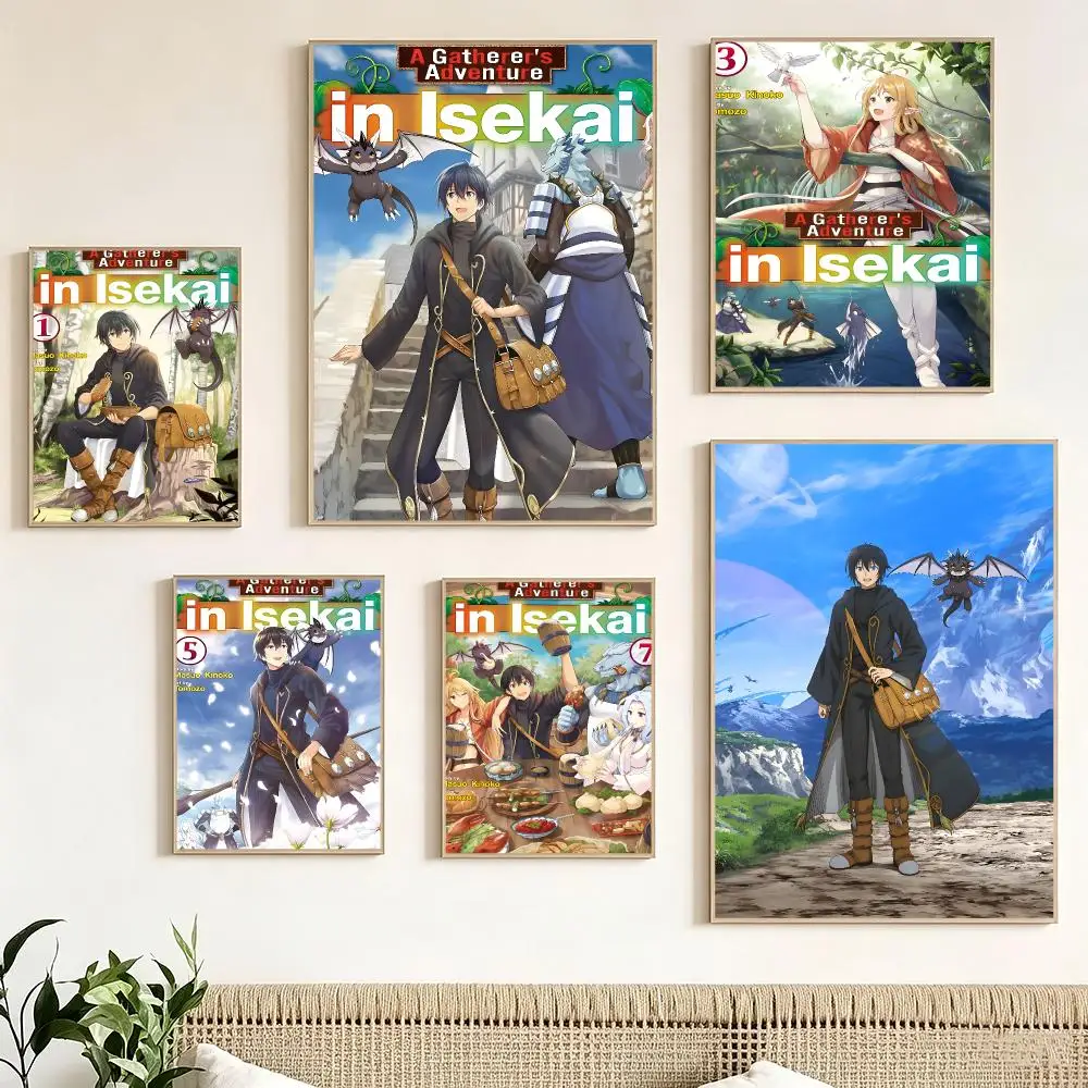 Japanese Anime Gatherers Adventure in Isekai Poster impermeable para el hogar sala de estar dormitorio bar decoracion estetica