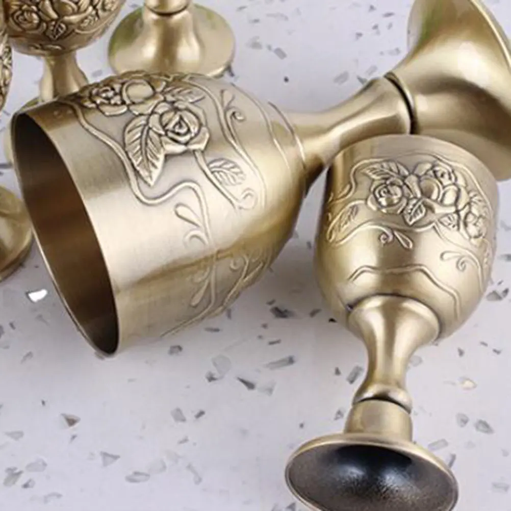 Brass Embossed Mug Retro Glass Tall Drinking Engraving Glassware Decoration Flower Glasses