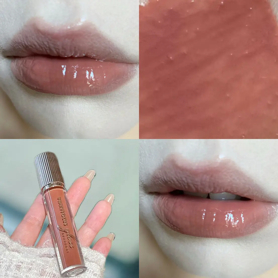 Pinkyfocus Dewy Gloss Lip Gloss Lightweight Hydrating Plump Glass Lips Non Sticky Natural Sweet Daily Makeup