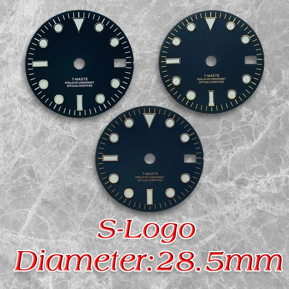 

28.5mm S Logo High Quality GMT Black Dial Suitable For NH34 Janpan Movement Green Luminous Watch Modification Accessories ﻿ ﻿﻿