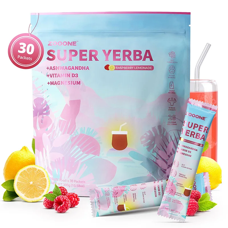 

ZOOONE Super Yerba | Yerba Mate Instant Tea Powder | RASPBERRY LEMONADE Flavor