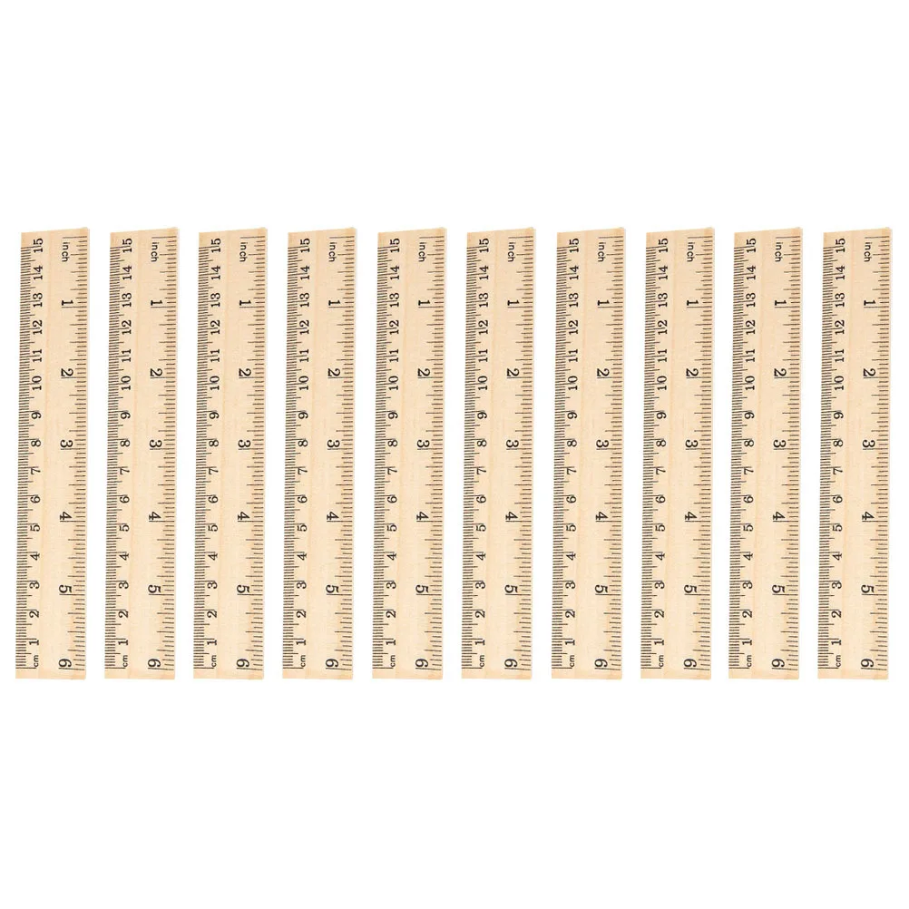 16Pcs Wooden Rulers Wood Straight Double Scale Rulers Ideal for School Office Surveying Mapping Drawing Supplies
