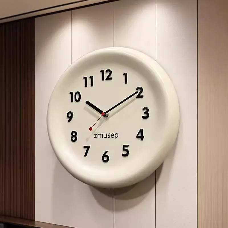 

Cream Wind Round Wall Clock for Living Room, Simple Modern Quartz Clock, Creative Household, Creative Stereo, Hanging Watch, Qui
