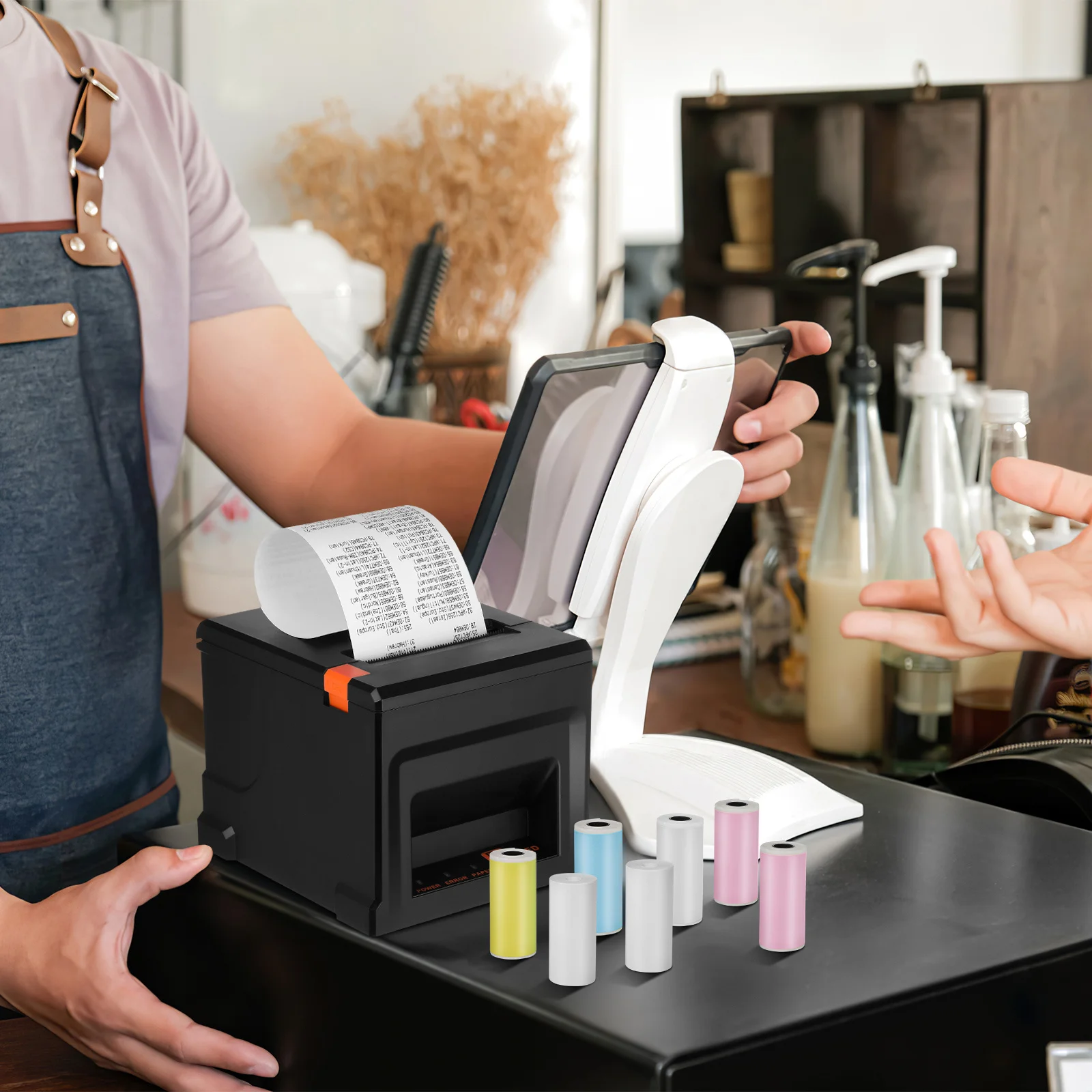 16 Rolls Thermal Printer Paper Mini Sticker Label Paper Roll Convenient Replacement Wide Compatibility for Thermal and Inkjet