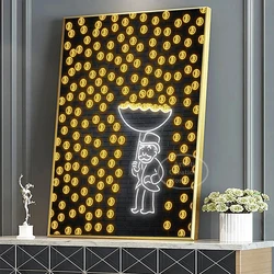 Bitcoin Rain Poster Wall Art Motivational Decor Crypto Lovers Modern Office Umbrella Bitcoin Canvas Painting Art Room Decoration