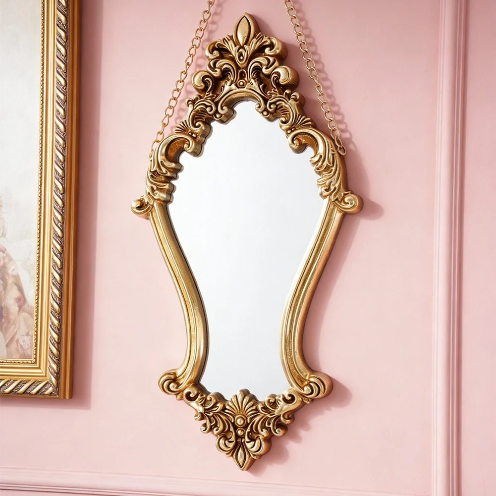Baroque Wall Mirror with Graceful Floral Embellishments and Classic Scrollwork for Traditional or Eclectic Spaces