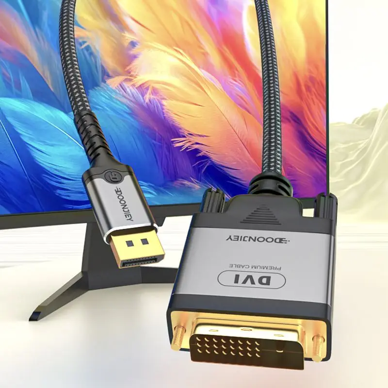 Big DP to DVI Converter, High-Definition Connection Cable for Computer Monitor, Display Port to DVI/VGA Conversion Cable 2m