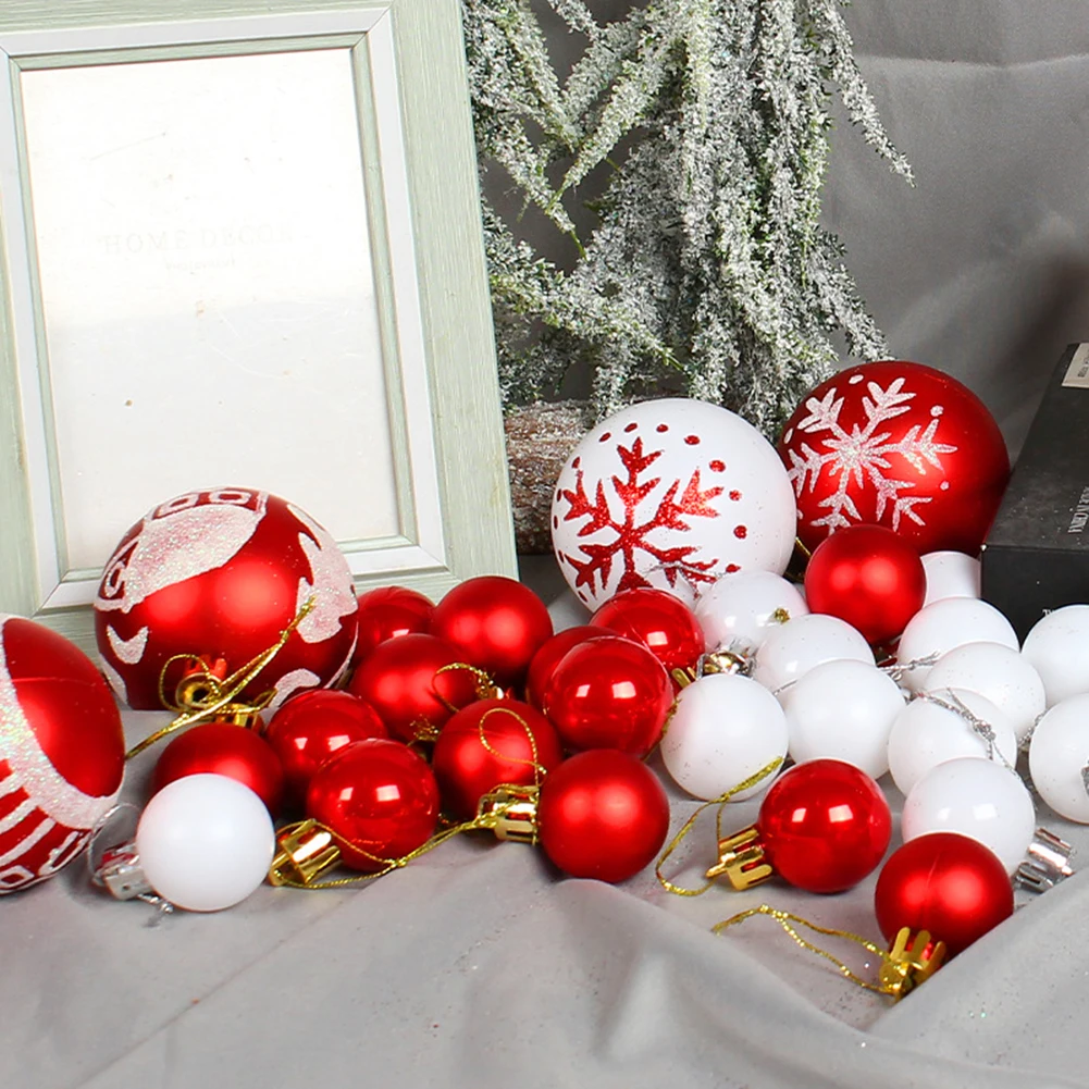 44-teiliges Weihnachtskugeln, bruchsicheres Weihnachtsschmuck-Set, hängendes Kugel-Set für Weihnachtsbaum, Hochzeit, Party-Dekoration