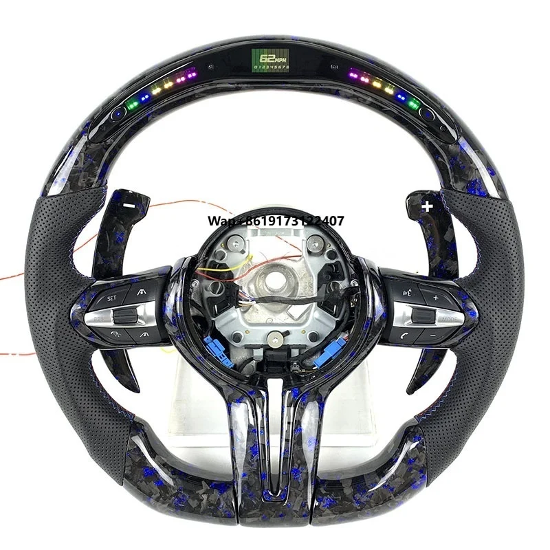 

New Fashion LED Real Carbon Fiber Steering Wheel for 1 2 3 4 5 6 7 Series X1X3 X4 X5 X6 F10 F30 M3 M5 M6 Car Steering Wheel