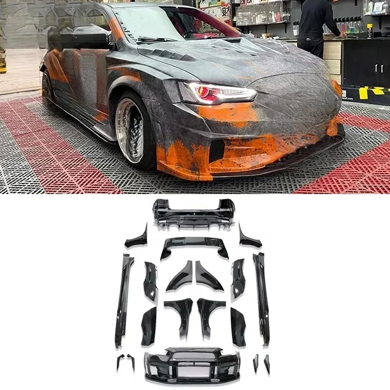 Sturdy Vari Style Wide Modified Body Kit Front Rear Bumper Side Skirt Fenders Rear Spoiler Sport Style Universal Fit Car Guard