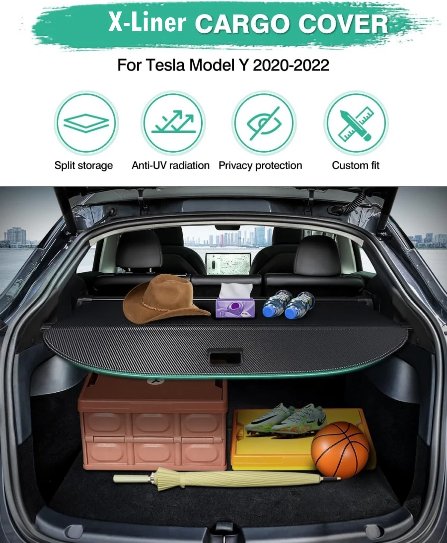 Retractable Rear Trunk Organizer Cargo Cover For Tesla Model Y 2020 2021 2022 Trunk Security Cover Shielding Shade Accessories