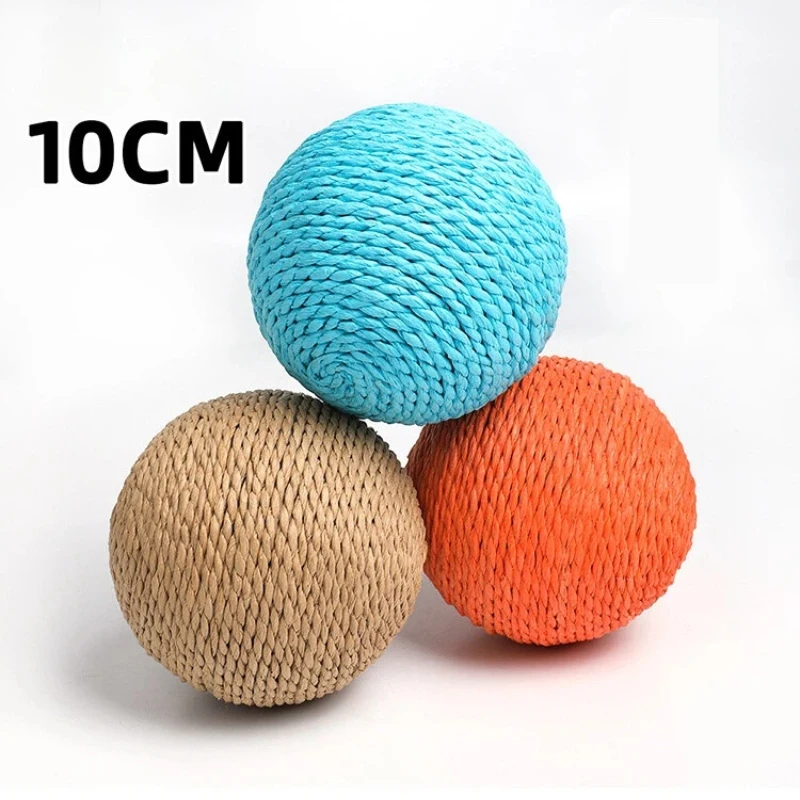 Large Sisal Paper Rope Cat Toy Ball Bite Resistant Sound Cat Ball, Interactive Kitten Self Play Chew Toy for Indoor Cats