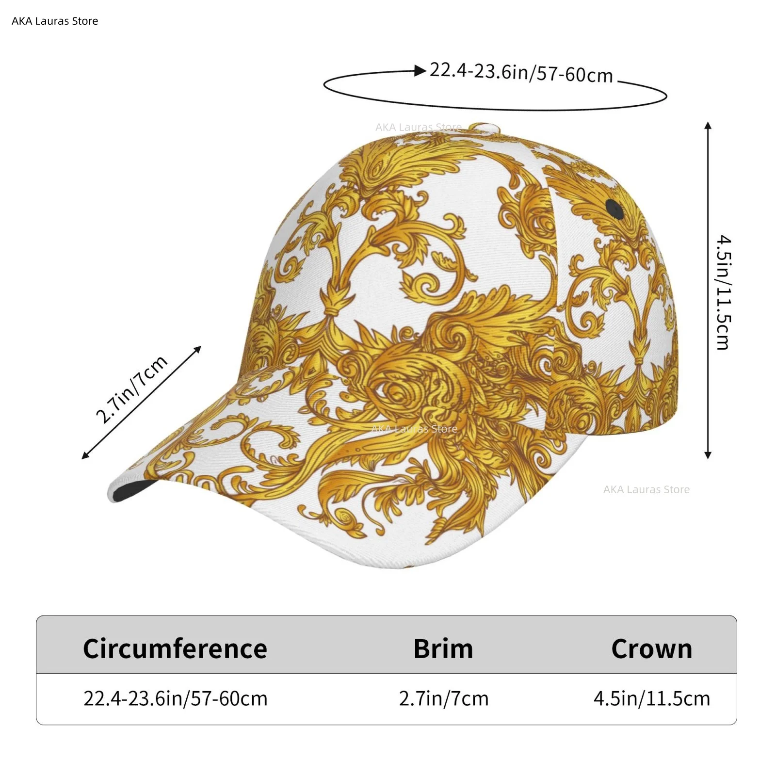 Golden Baroque Outdoor Sport Caps Baseball Hat Men Women Visor Cap Baseball Cap Street Hip Hop Caps golf hat men