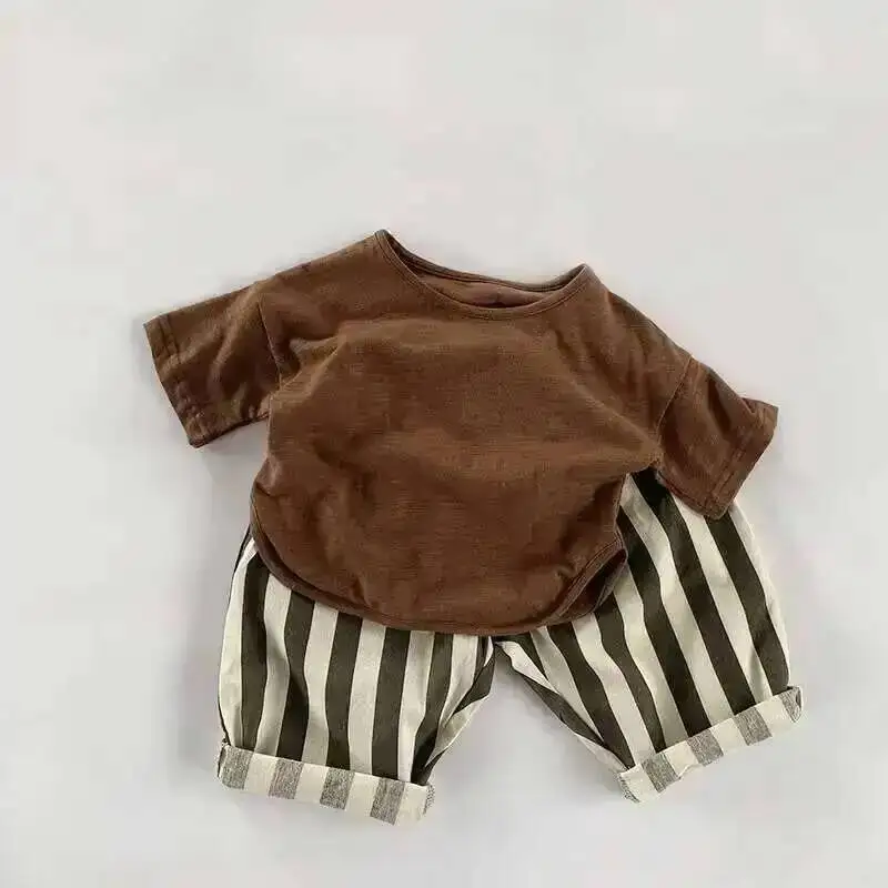 Frühling Sommer Kinder Hosen 1-8Y Jungen Baumwolle Gestreiften Lose Beiläufige Gerade Hosen Koreanische Kleinkind Tragen Für Kinder Kleidung Neue – Detail 2