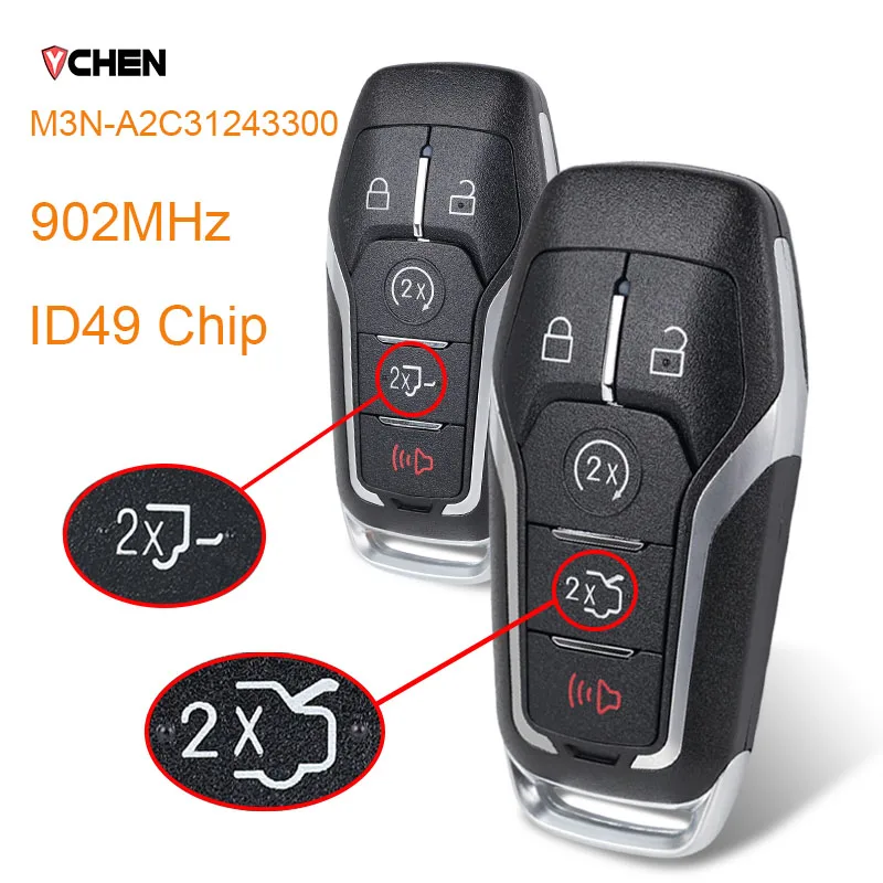 Proximity Smart Remote ID49 902Mhz for Ford Edge Mustang Fusion Explorer 2013 2014 2015 2016 2017 M3N-A2C31243300 Car Key Fob
