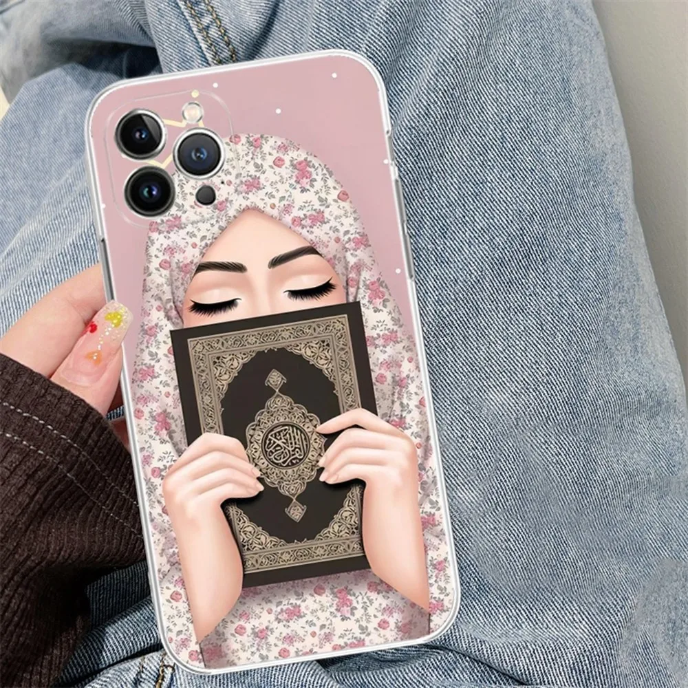 Muslim Arabic Hijab Girl Phone Case Silicone Soft for iphone 15 14 13 12 11 Pro Mini XS MAX 8 7 6 Plus X XS XR Cover