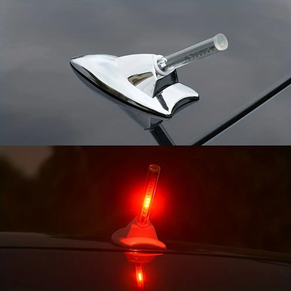 Zonne-energie Haaienvin Antenne LED Licht Antistatisch Dak Top Mount Auto Anti-collision Licht Terug Lijm Anti-collision