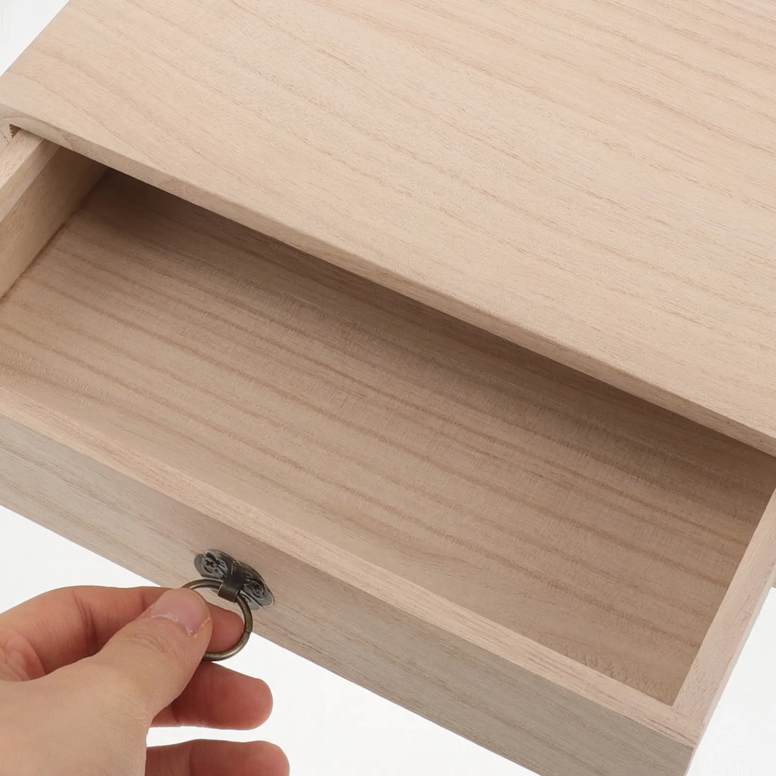 Retro Wooden Desktop Storage Box Drawer Style Solid Wood Organizer for Stationery Office Supplies Home Office Decor Vintage