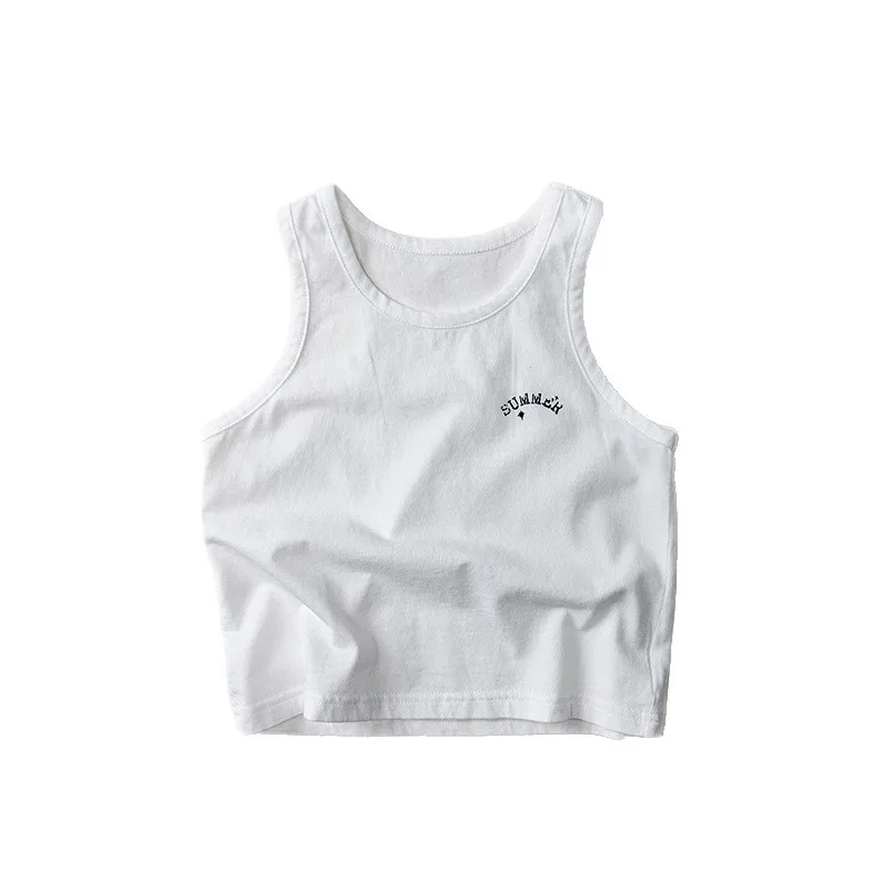 2025 Summer New Children Sleeveless Vest Thin Versatile Boys Letter Casual T Shirts Kids Girls Cotton Tops Baby Clothes
