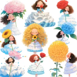 Flowers and Girls Stickers Crafts And Scrapbooking stickers kids toys book Decorative sticker DIY Stationery