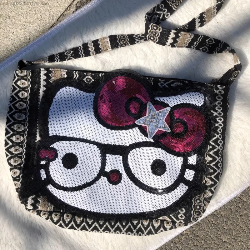 Sanrio Hello Kitty Large Women Canvas Bag Luxury Aesthetic Tote Bag Y2k Traf Korean Stylish Crossbody Bag Fanny Pack Female