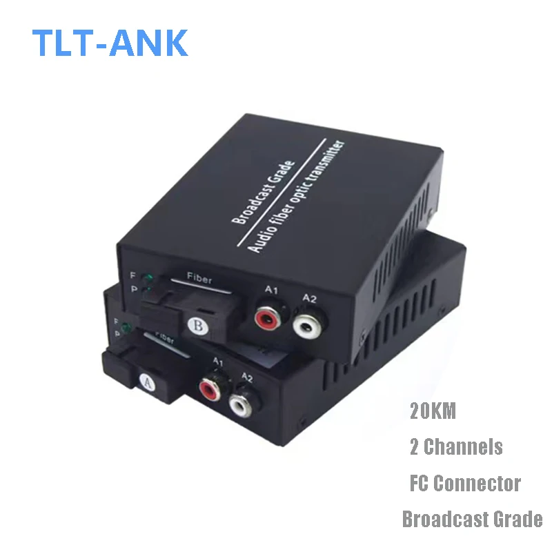 20KM Audio Media Converters Over Fiber Optic Singlmode Fiber -2 Channels Multimode 500m for Broadcasting Intercom System