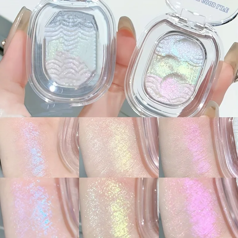 Paleta de sombras camaleão duo-cromo, brilho monochromático e acabamento metálico fosco, sombra de olhos com mudança de cor gradual