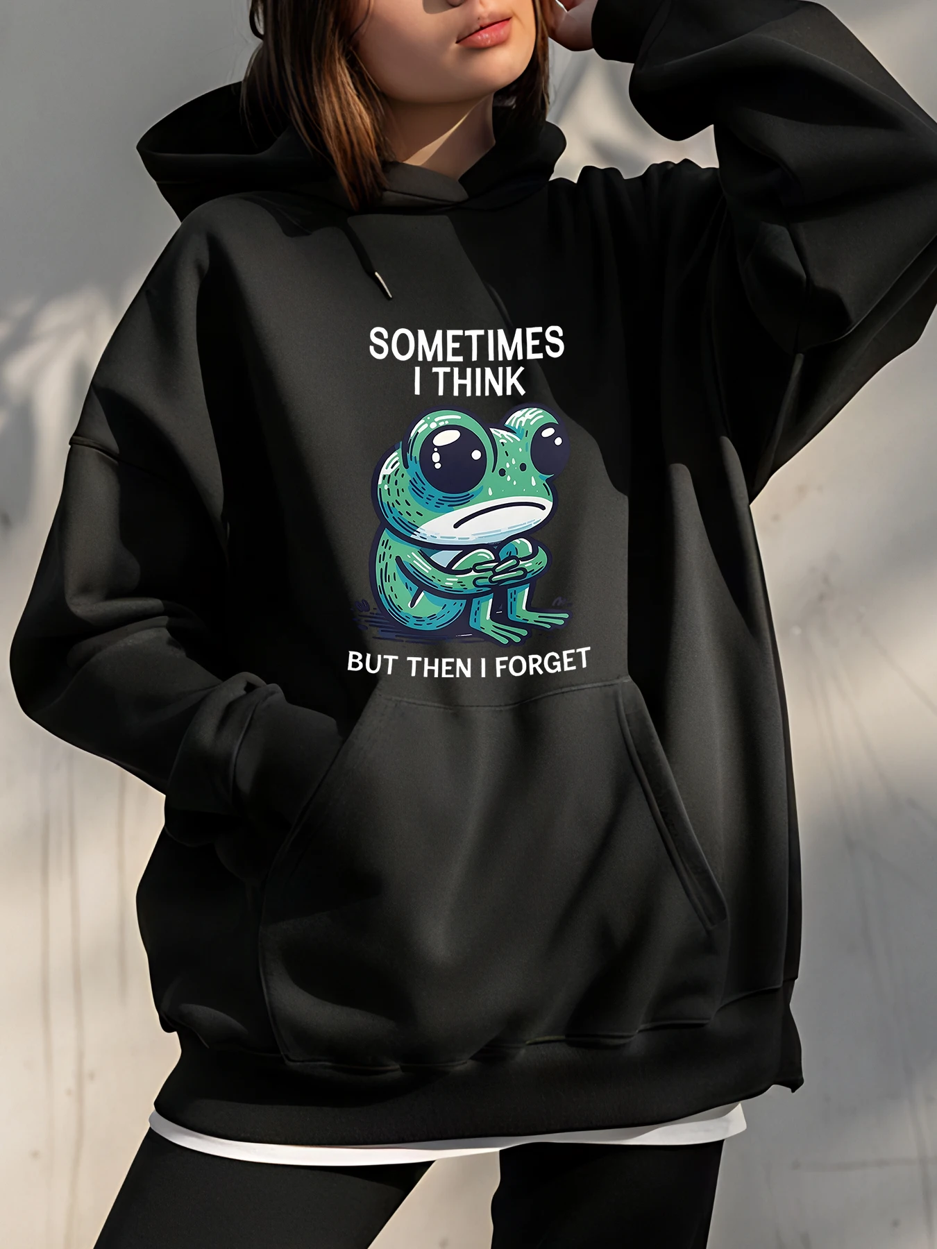 

Толстовка с капюшоном в виде лягушки, забавный принт, унисекс, повседневная уличная одежда для женщин и мужчин